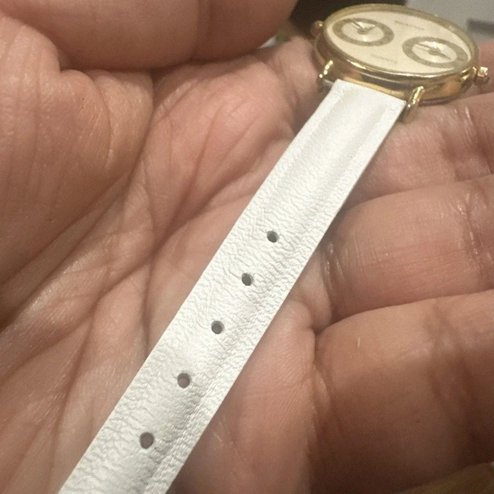 Working Exactly Swiss Made Dual Time Shell 29mm Ladies Watch White Band‎ Rare